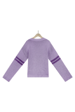 Casual Striped Patchwork Contrast O Neck Tops Sweater