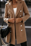 Work Street Solid Buttons Turn-back Collar Outerwear