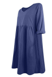 Casual Solid Patchwork V Neck Straight Dresses