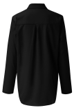 Casual Solid Patchwork Turndown Collar Tops