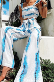 Casual Print Patchwork Square Collar Sleeveless Two Pieces
