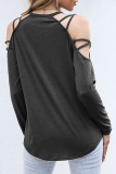 Casual Solid Hollowed Out Patchwork O Neck Tops