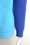 Elegant Patchwork Hollowed Out Contrast O Neck Tops Sweater
