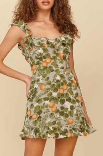 Fashion Elegant Floral Patchwork Flounce Strapless Dresses