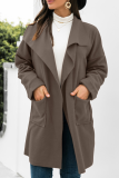 Casual Solid Patchwork Pocket Turndown Collar Outerwear
