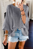 Casual Solid Hollowed Out Patchwork O Neck Tops