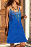 Fashion Casual Print Patchwork Spaghetti Strap A Line Dresses