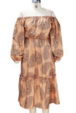 Fashion Print Printing Off the Shoulder A Line Dresses