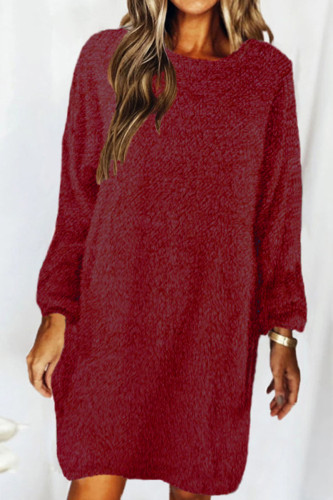 Fashion Casual Solid Patchwork O Neck Straight Dresses
