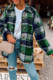 Casual Plaid Patchwork Buckle Turndown Collar Tops