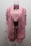 Ladies Chic Coat High Waist Shorts Three Pieces Suit