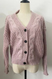 Casual Solid Buckle V Neck Tops