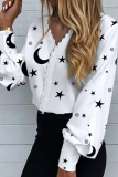 Fashion Print Lace V Neck Tops