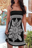 Fashion Casual Print Patchwork Strapless A Line Dresses