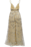Elegant Solid Sequins Patchwork Spaghetti Strap Evening Dress Dresses