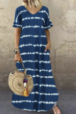 Casual Striped Patchwork V Neck Straight Dresses