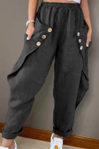 Casual Patchwork Buckle Harlan Mid Waist Harlan Solid Color Bottoms