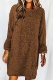 Fashion Casual Solid Patchwork O Neck Straight Dresses