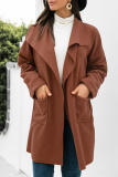Casual Solid Patchwork Pocket Turndown Collar Outerwear