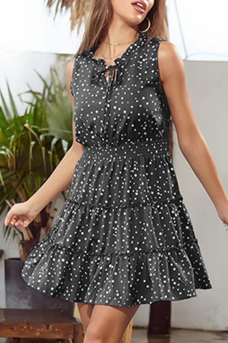 Fashion Street Dot Patchwork V Neck A Line Dresses