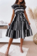Casual Print Patchwork O Neck Waist Skirt Dresses