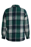 Casual Plaid Patchwork Turndown Collar Tops