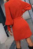 Fashion Solid With Belt O Neck Tops