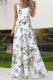Casual Print Patchwork O Neck Cake Skirt Dresses