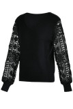 Casual Solid Hollowed Out Patchwork V Neck Sweaters