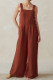 Fashion Street Solid Patchwork Spaghetti Strap Loose Jumpsuits