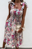 Fashion Sweet Print Patchwork Spaghetti Strap A Line Dresses