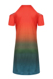 Street Tie Dye Hollowed Out V Neck Dresses