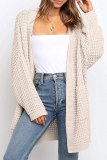 Casual Solid Patchwork Pocket V Neck Tops Sweater