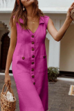 Casual Solid Patchwork Turndown Collar Straight Dresses