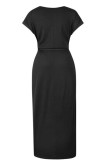 Fashion Casual Solid Frenulum O Neck Irregular Dresses