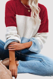 Fashion Casual Patchwork Contrast O Neck Tops