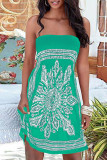 Fashion Casual Print Patchwork Strapless A Line Dresses