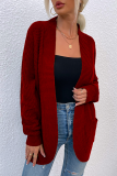 Casual Solid Patchwork Pocket V Neck Tops Sweater