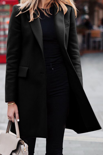 Fashion Solid Patchwork Turndown Collar Outerwear