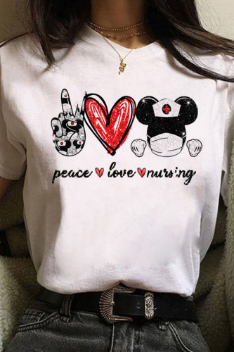 Fashion Casual Print O Neck Tops