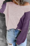 Street Color Lump Basic O Neck Tops