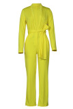 Elegant Solid Bandage Solid Color V Neck Straight Jumpsuits