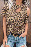 Fashion Street Leopard Patchwork O Neck T-Shirts