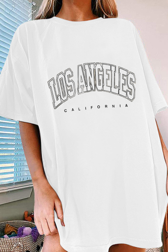Casual Print Patchwork O Neck T-Shirts