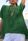 Casual Solid Patchwork Basic O Neck Tops