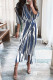 Fashion Street Print Patchwork Turndown Collar A Line Dresses