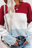 Fashion Casual Patchwork Contrast O Neck Tops
