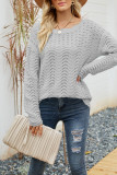 Casual Solid Hollowed Out Patchwork O Neck Tops
