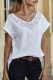 Casual Solid Lace Patchwork V Neck T-Shirts