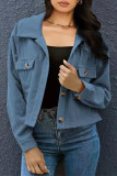 Fashion Solid Patchwork Buckle Turndown Collar Tops